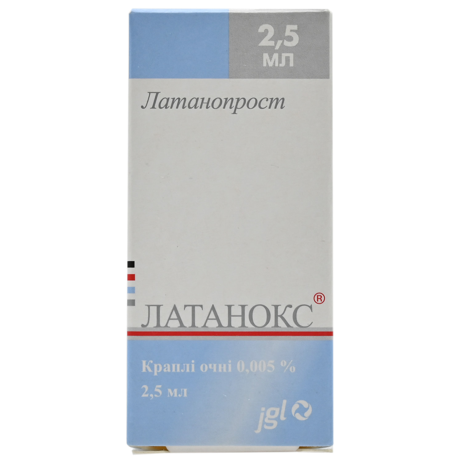 ЛАТАНОКС® краплі очні 0,005 % по 2,5 мл розчину у флаконі-крапельниці: по 1 флакону-крапельниці у картонній коробці